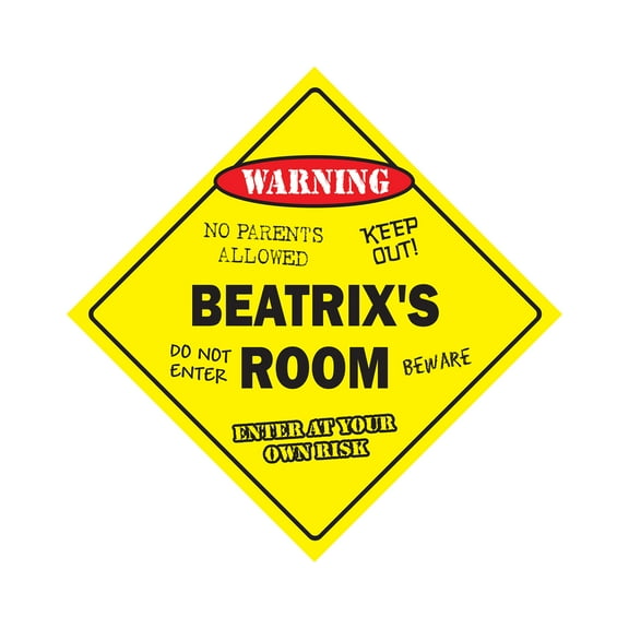 Beatrix's Room Sign Crossing Zone Xing | Indoor/Outdoor | 20" Tall kids bedroom decor door children's name boy girl