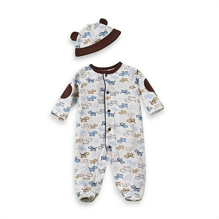 UPC: 0883953474414 | Little Me Size 6M Cute Puppies Footie with Cap