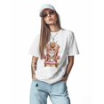 thumbnail image 2 of Women's T-Shirts, Cat Throne Crown Cotton Crewneck Tee Short Sleeve Casual Tops Loose Graphic T-Shirt White, 3XL, 2 of 7