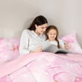 thumbnail image 4 of Manfei Princess Bowtie Full Size Comforter Sets,Lovely Initial S Bedding Comforter Set,Pink,Pink Reversible,3pcs,1 Comforter and 2 Pillowcases, 4 of 7