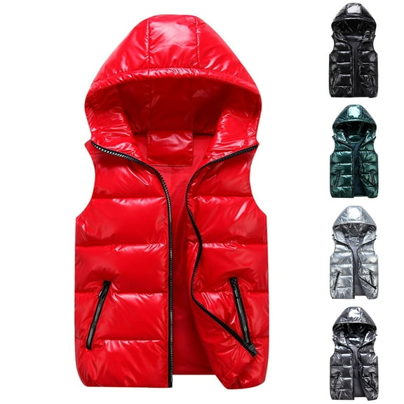 Aboser Women's Bubble Puffer Vests with Hood Plus Size Full Zipper Jackets Trendy Casual Sleeveless Vest Coat Thermal Winter Padded Jacket with Pockets