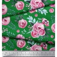 thumbnail image 2 of Soimoi Green Silk Fabric Leaves & Ranunculus Floral Fabric Prints By Yard 42 Inch Wide, 2 of 3