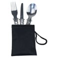 thumbnail image 1 of Justharion Portable 3 In 1 Stainless Steel Folded Tableware with Storage Bag Multifunctional Dinnerware Picnic, 1 of 6