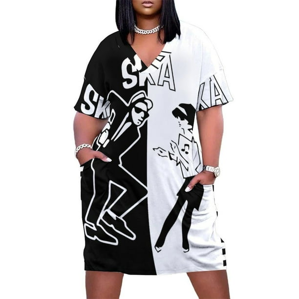 Vestido holgado con bolsillos para baile ska, para mujer, ropa femenina, vestidos largos para mujer, vestido femenino