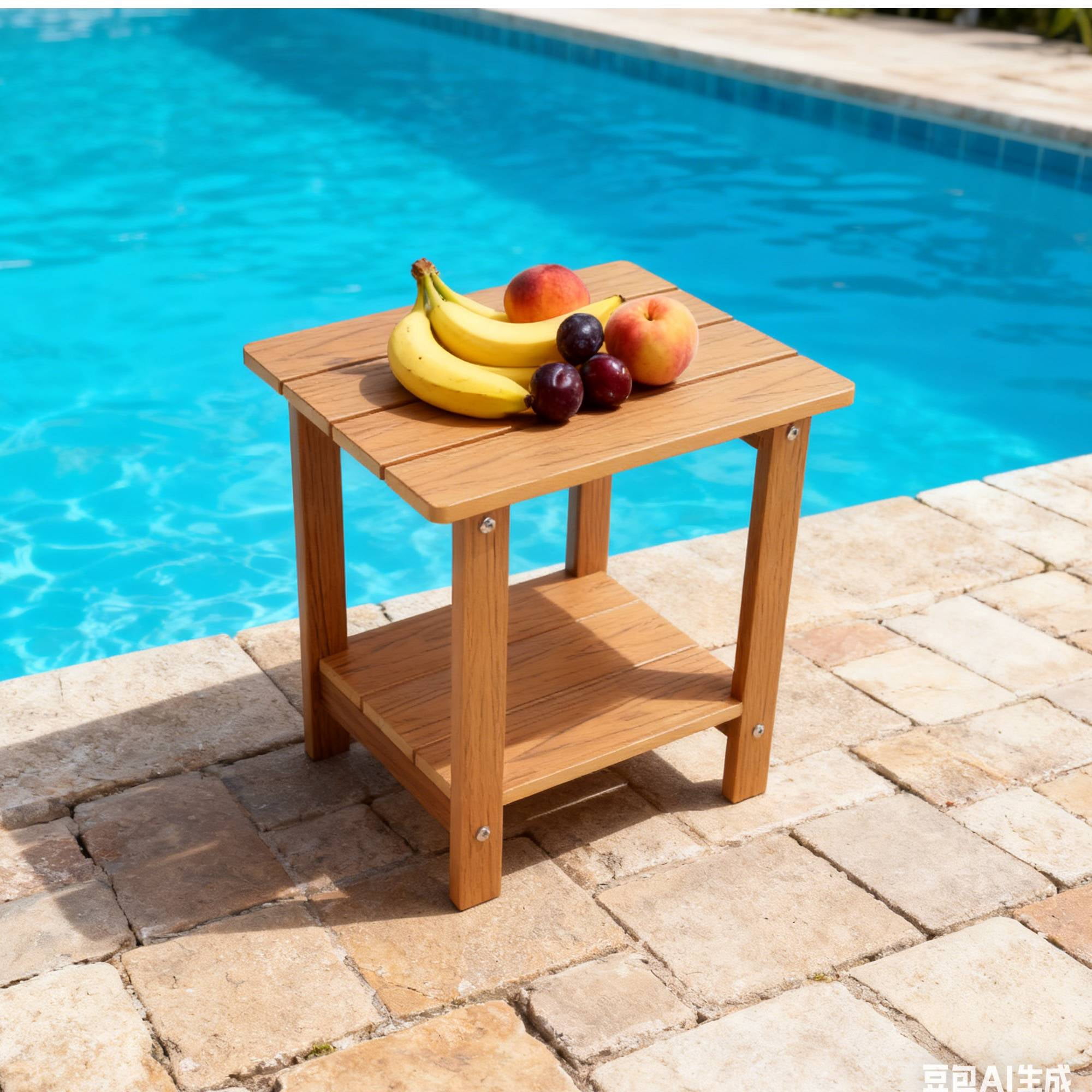 Stylish 2‑Tier Outdoor Side Table, Weather‑Resistant HIPS Patio End Table for Yard Snacks & Afternoon Relaxation, Matching Adirondack Chairs