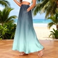 thumbnail image 2 of LWavelet Women Ombre Satin Maxi Skirt Elastic High Waist With Pockets Elegant Evening Long Skirt Sky Blue L, 2 of 5