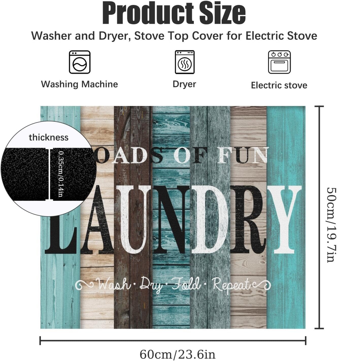 Washer and Dryer Covers for the Top 23.6" X 19.7", Washer and Dryer Top Protector Mat, Non Slip Washing Machine Dust Cover Pad for Laundry Room Kitchen Home Decor