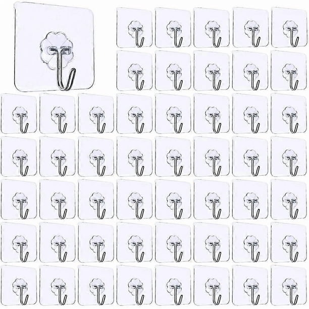 50pcs Transparent Adhesive Hooks, Large Transparent Adhesive Hooks For Hanging, Waterproof Oilproof And Rustproof Wall Hooks