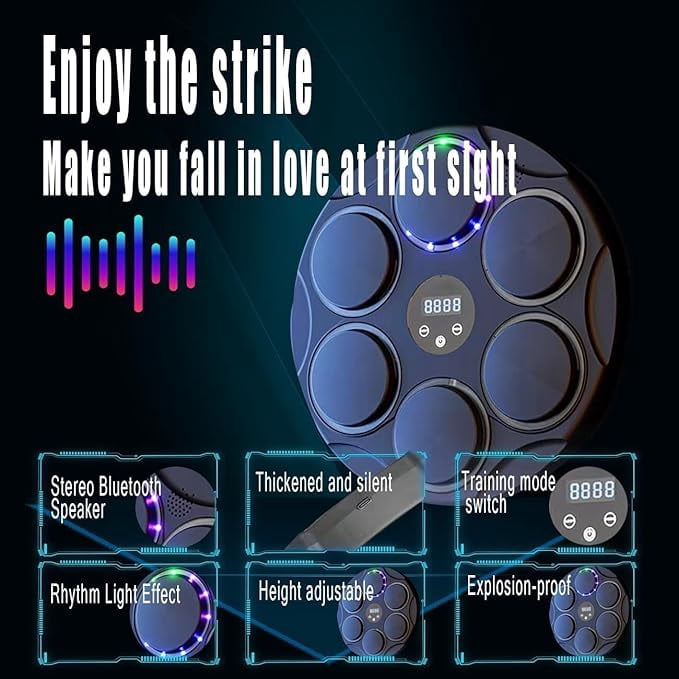 RKXQT Music Boxing Machine, Smart Bluetooth Boxing Pad Wall Mounted with 2 Gloves, Supports Bluetooth, Adjust Lights, Home Smart Boxing, Boxing Training Machine for Home, Gym