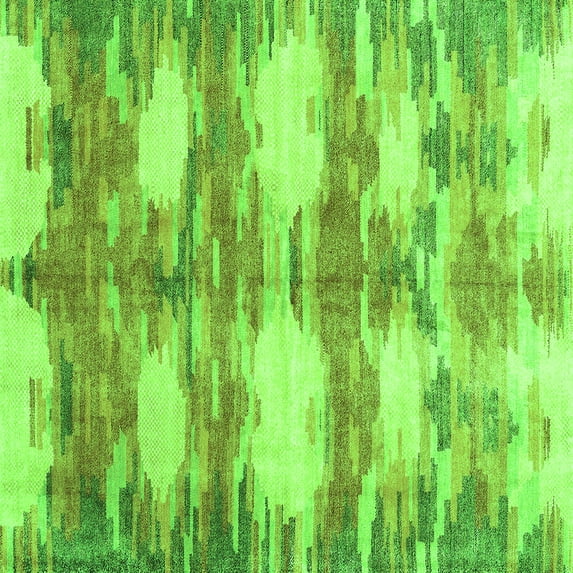 Ahgly Company Indoor Square Abstract Green Contemporary Area Rugs, 8' Square