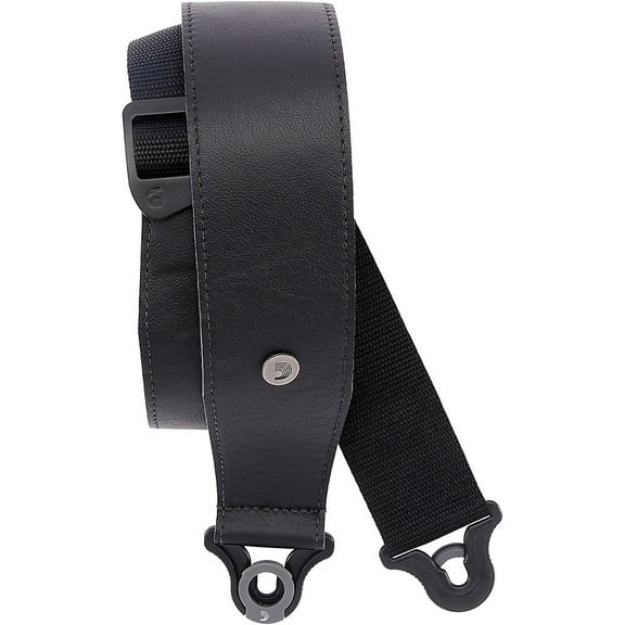 D'Addario Comfort Leather Auto Lock Guitar Strap Black 2.5 in.