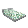 thumbnail image 2 of Ambesonne Cartoon Fitted Sheet & Pillow Sham Set, Mexican Cactus Plants, Calking, Lime Green Pale Pink, 2 of 2