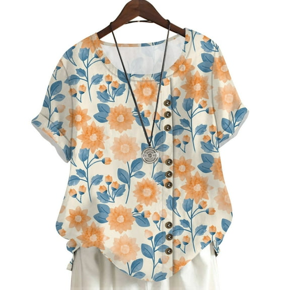 CLOOCL Plus Size Shirts Women Summer Tops Lovely Floral 3D Printed Blouse