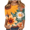 thumbnail image 2 of DPTALR T-shirt Imprimé Femme 3/4 Manches Blouse Col Rond Haut Décontracté, 2 of 5