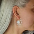 thumbnail image 4 of 81stgeneration Women's Silver Tone Brass 45 mm Nautilus Shell Golden Ratio Spiral Threader Earrings, 4 of 4