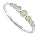 thumbnail image 4 of CHOOSE YOUR COLOR Round Circle White Simulated Opal Journey Ring 925 Sterling Silver Band CZ Female Size 3, 4 of 4