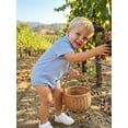 thumbnail image 3 of BemeyourBBs Newborn Baby Boy Shirt Romper Summer Clothes Lapel Neck Short Sleeve Button Down Front Jacquard Bodysuit Jumpsuit One Piece Outfits, 3 of 9