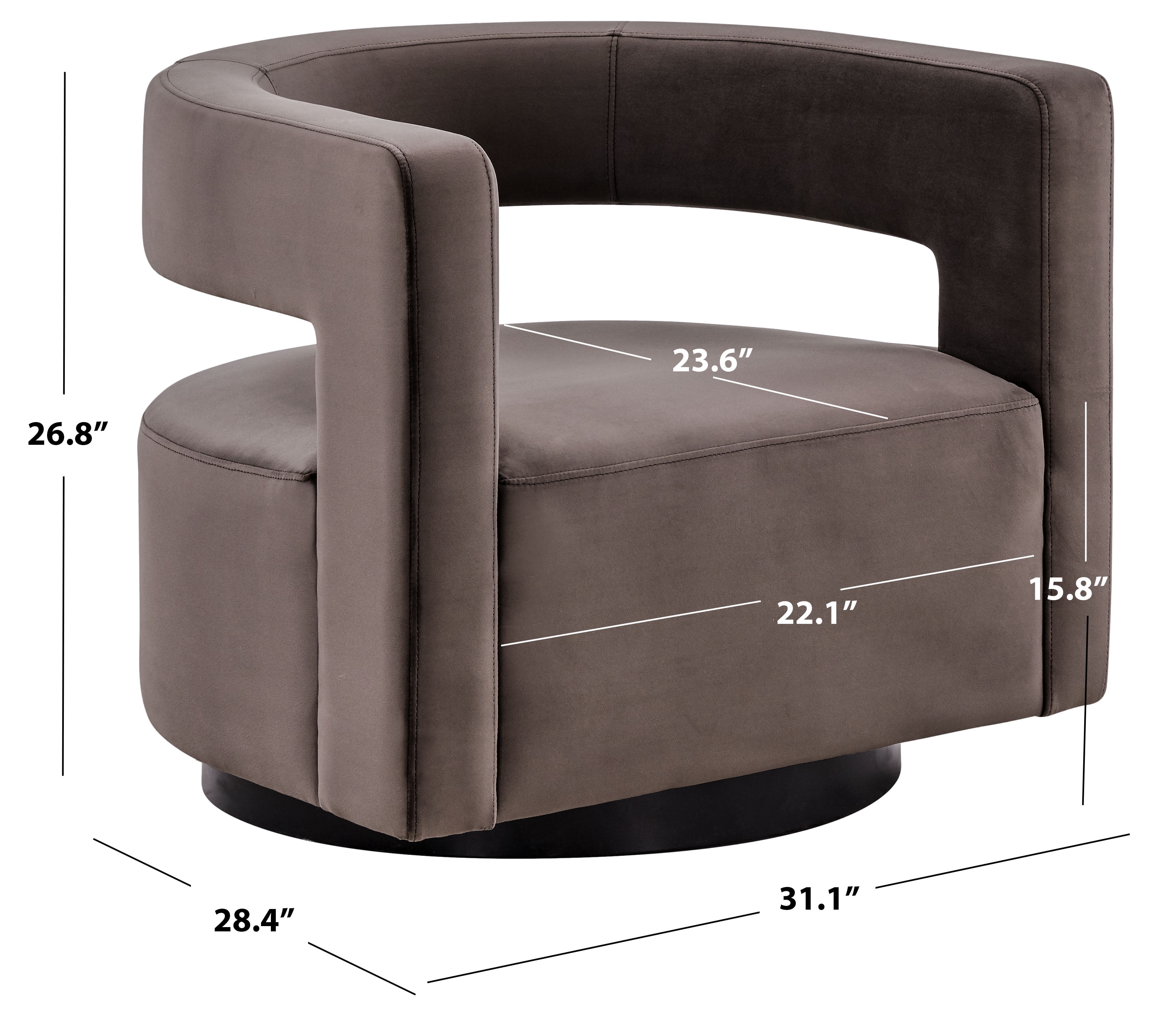 SAFAVIEH Couture Edgar Modern Velvet Solid Swivel Armchair, Dark Brown