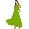 thumbnail image 2 of eloria Women's Ruffels Sleeve Party Wear Dress A-line Fit & Flare Long Dress Size: S | Color: Parrot Green, 2 of 5