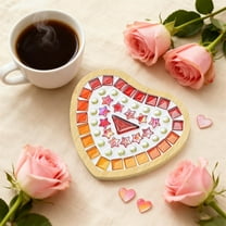 Valentine's Day Wooden Mosaic Coaster Kit - Mixed Color HandCraftsed Material Set, DIY Creative Coaster Making Kit for Gift