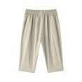 thumbnail image 4 of Men's Quick Dry Athletic Capri Pants 3/4 Length Below Knee Elastic Waist Zipper Pockets Loose Fit Lightweight Polyester Gym Workout Running Training Basketball Shorts Khaki 2XL, 4 of 4