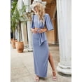 thumbnail image 3 of Cutout Slit Round Neck Half Sleeve Dress, 3 of 5