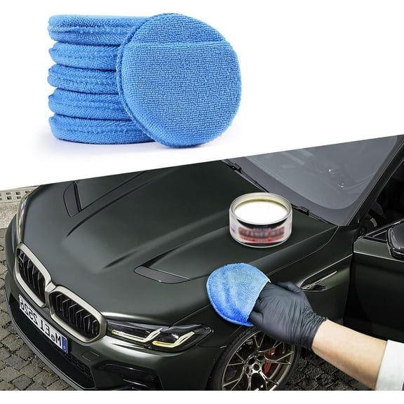6PCS Microfiber Wax Applicator Pads, Car Wax Applicator, Car Auto Care Buffing Detail Polishing Foam Pads, Wax Applicator Foam Sponge for Car Cleaning and Fine Polishing