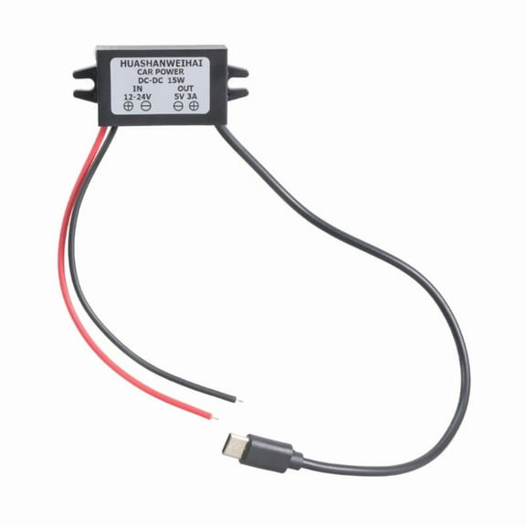 12V 24V To 5V 3A USB C Car Charger DC Buck Converter For Phone Dash Cam Motorcycle Solar Panel Power Adapter