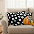 thumbnail image 2 of Orange Pumpkin Outdoor Waterproof Pillow Covers, Fall Thanksgiving Black White Polka Dot Decorative Rectangle Throw Pillowcase Sofa Cushion Sham for Patio/Couch/Chair, 20"x12" 2 Pack, 2 of 8