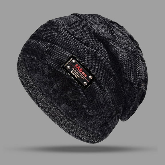 Baberdicy Men Knit Beanie, Beanie for Men Winter Hats for Guys, Cool Lined Knit Warm Thick Skully Stocking Binie Hat, Solid Color Design for Cold Weather Protection Black