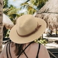thumbnail image 6 of Bohemia Wide Hat Panama Adjustable Straw Hats for Holiday Khaki Khaki 2, 6 of 7