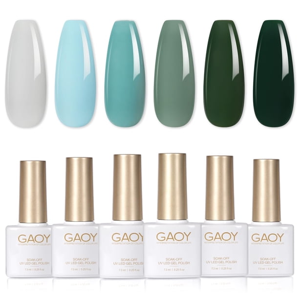 Set de esmaltes de uñas en gel GAOY Green Dark Forest Green Blue Grey
