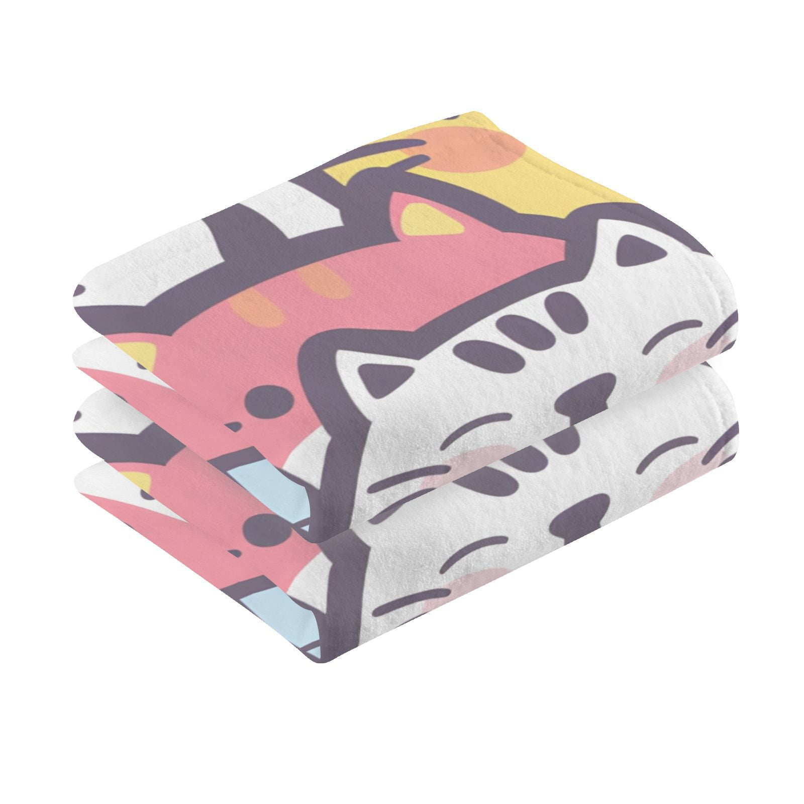 Lovely Cats Hand Towels Cotton Bath Towels Large Face Towels Absorbent for Bathroom 2 Packs