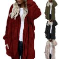 thumbnail image 3 of Winter Women Hooded Coat Long Sleeve Faux Fur Jacket for Daily Wear, 3 of 8