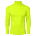 thumbnail image 1 of CamisePaHombres De Mangas Largas Cuello De Cisne Ajuste Delgado Casual Verde Fluorescente 56, 1 of 7