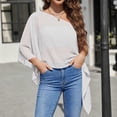 thumbnail image 5 of VBVC Women's One Shoulder Chiffon Split Sleeve Blouse , Ladies' Irregular Hem Flowy Party Top , Elegant Loose Casual Shirts For Women,White,S-2XL, 5 of 9