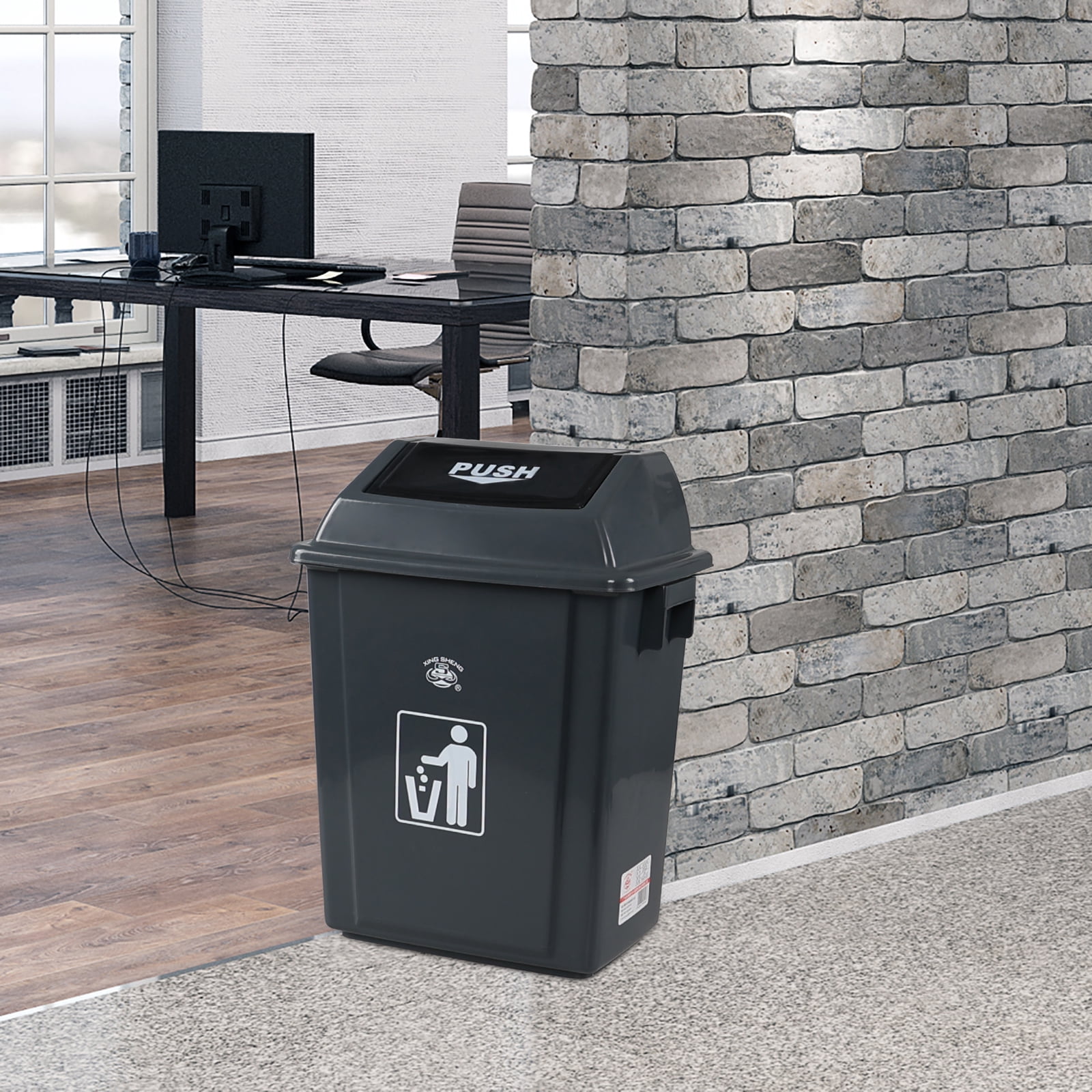 Xeabia 6 Gallon Plastic Swing Lid Trash Can, Plastic Garbage Can with Lid, 4 Packs