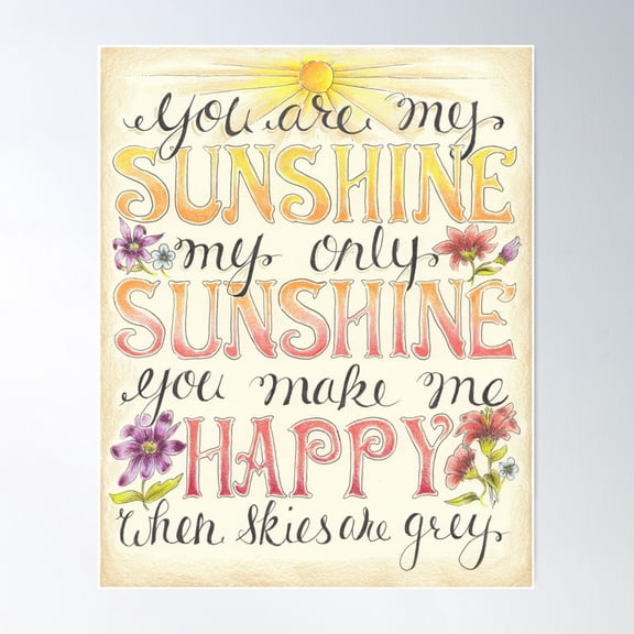 You Are My Sunshine Poster Wall Art, Modern Wall Decor For Living Room Bedroom, 8x12 UNFRAMED