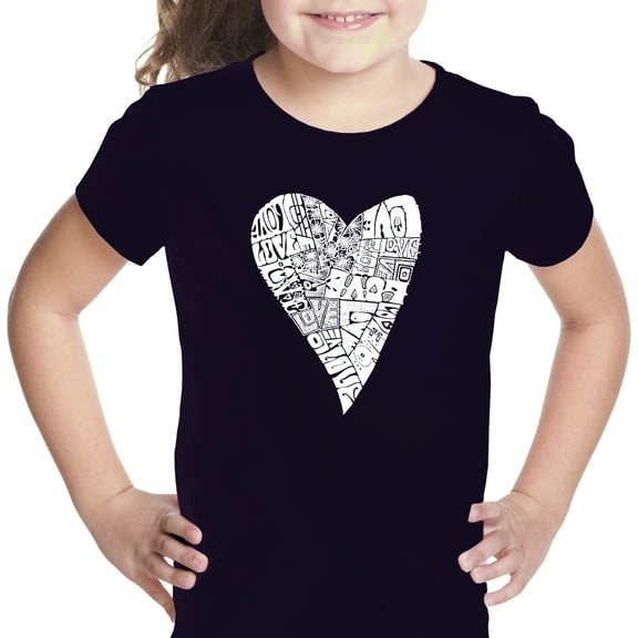 LA Pop Art Girl's Word Art T-shirt - Lots of Love
