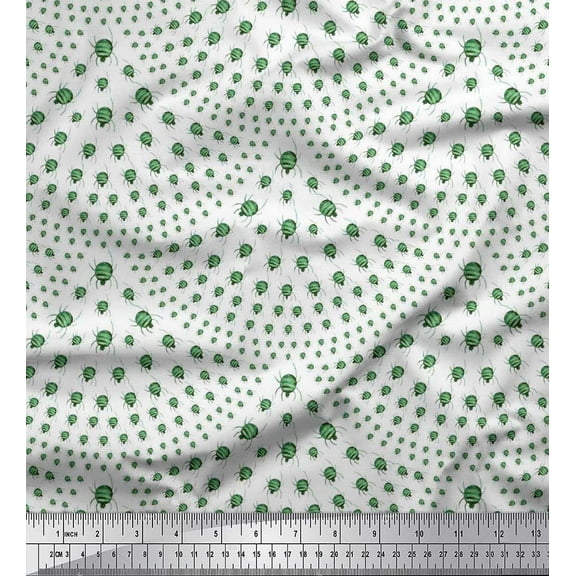 Soimoi Polyester Crepe Fabric Spider Insects Printed Fabric 1 Yard 42 Inch Wide