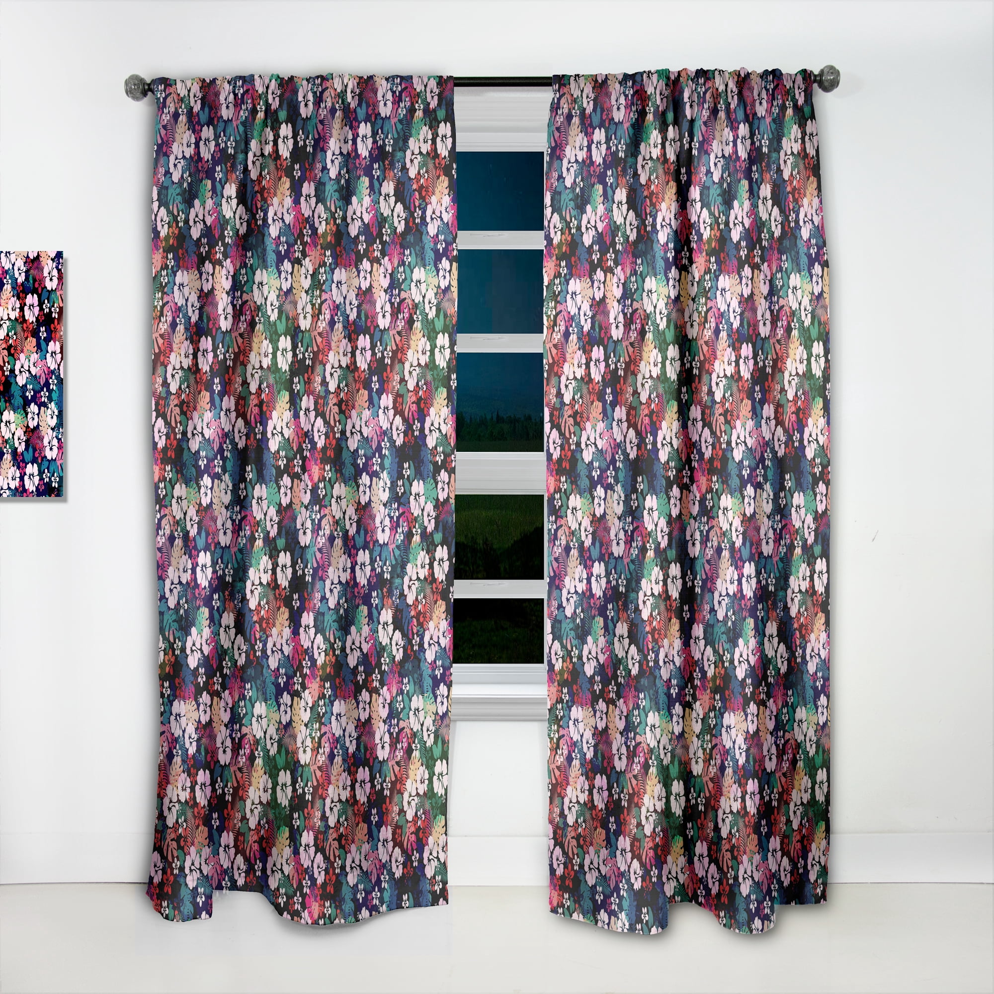 Designart 'Bituminous Bloom VI' Floral Curtain Panel