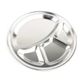 thumbnail image 3 of 32cm Stainless Steel Serving Plate Children Dinner Plate 4-Compartments Round Tray for Dining Hall Picnic, 3 of 9