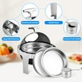 thumbnail image 4 of Ensemble de Buffet à Réchaud Rond 6.8 Qt, Chauffe-Nourriture en Acier Inoxydable avec Couvercle Visible, Porte-Carburant et Bac à Eau pour Fêtes, Restauration et Événements, 4 of 6