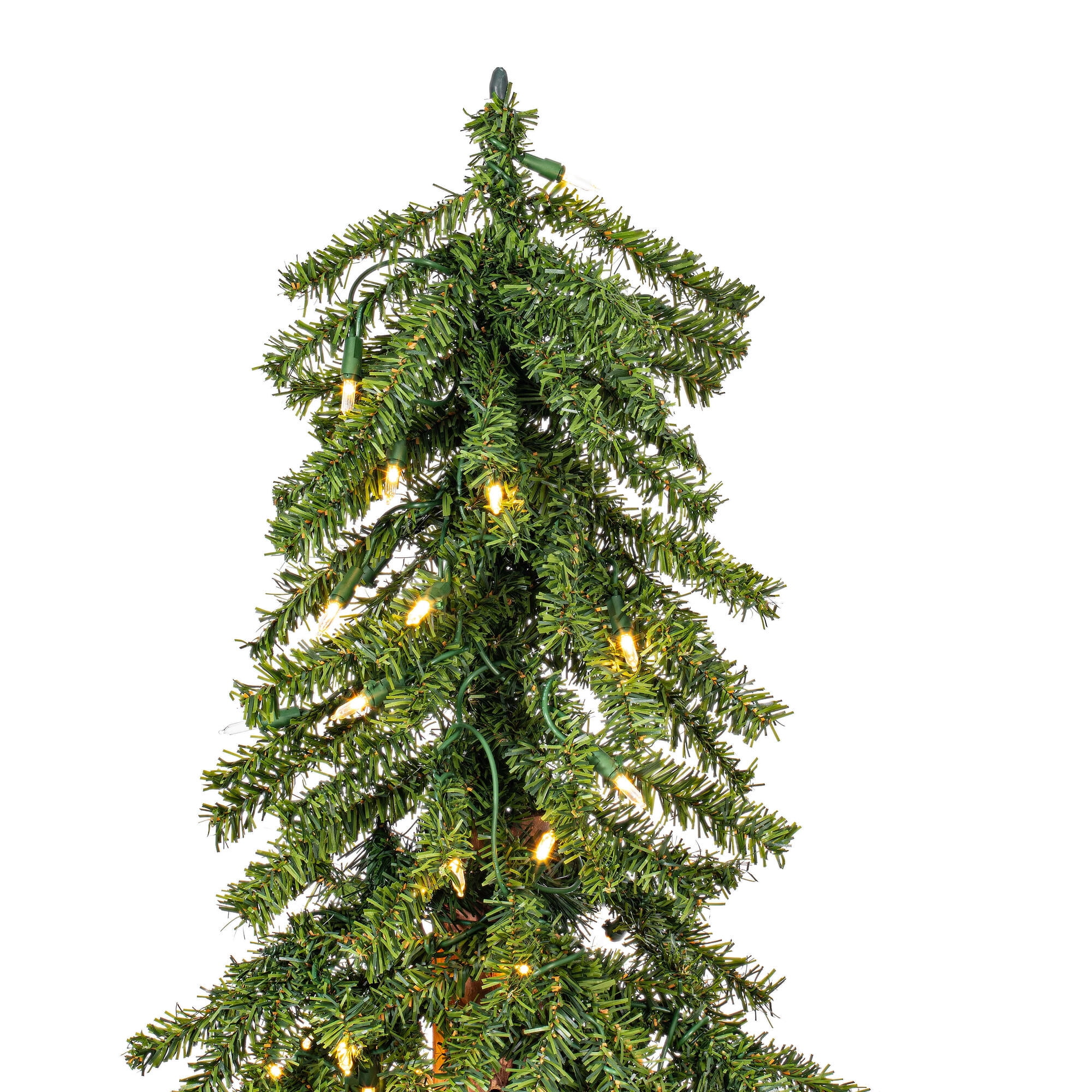 Vickerman 4' 5' 6' Natural Bark Alpine Artificial Christmas Tree Set, Warm  White Dura-lit LED Lights