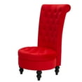 thumbnail image 2 of AVAWING High-Back Velvet Throne Chair, Retro Royal Armless Chair, Indoor, Red, 2 of 8