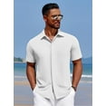 thumbnail image 5 of COOFANDY Men Short Sleeve Button Down Big and Tall Summer Beach Shirt Untucked Textured Wedding Trendy Lightweight Shirt, 5 of 8