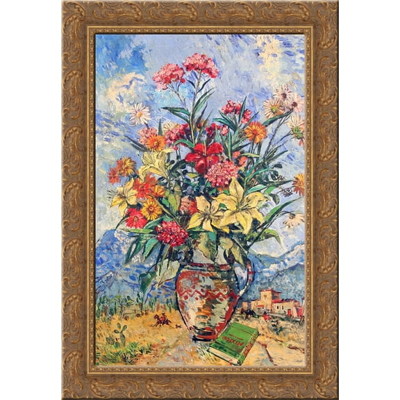 Mexico 24x18 Gold Ornate Wood Framed Canvas Art by David Burliuk