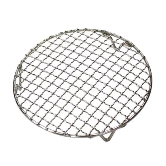 Stainless Steel Barbecue Grill Mesh 22.5cm - Round BBQ Net with Stand for Outdoor Camping, Cooling Rack Included