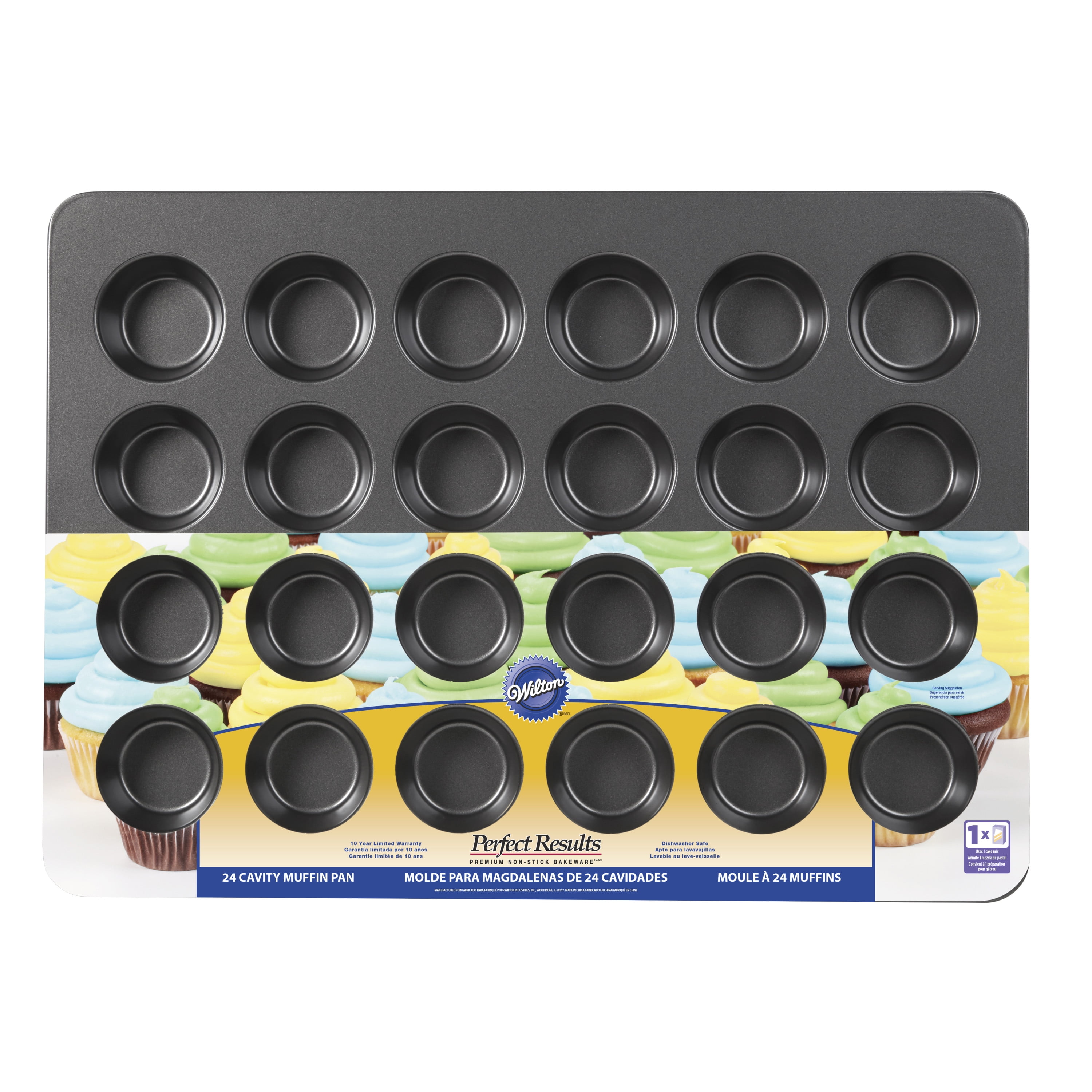 Wilton Perfect Results Premium Non-Stick Mega Standard-Size Muffin and  Cupcake Baking Pan, Standard/ STD 24-Cup: Home & Kitchen 