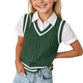 thumbnail image 2 of Tdoqot Gilrs Sweaters Vest- Soft Warm V-Neck Casual Sleeveless Kids Knit Tnak Tops Green Size10-12, 2 of 7